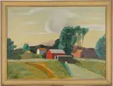 HIGHLAND HOME FOLK ART PAINTING by Roy Baker Werden, oil on canvas, sold Mar 2026