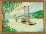 QUEEN OF THE WEST STEAMBOAT PAINTING by American Folk Art, oil on board, sold Mar 2026