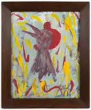 THE CHICKEN MAN (AMERICAN, ACTIVE 20, TH / 21, ST CENTURY) OUTSIDER ART PAINTING OF A ROOSTER by Ernest M. Lee, oil on canvas, sold Mar 2026