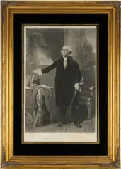 AFTER GILBERT STUART (AMERICAN, 1755-1828) GEORGE WASHINGTON PORTRAIT PRINT by Oliver Pelton, engraving on wove paper, sold Mar 2026