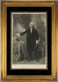 AFTER GILBERT STUART (AMERICAN, 1755-1828) GEORGE WASHINGTON PORTRAIT PRINT by Oliver Pelton, engraving on wove paper, sold Mar 2026