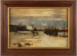 LANDSCAPE PAINTING by Ida Florence Henkel, oil on academy board, sold Mar 2026