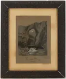SCHOOLGIRL DRAWING OF NATURAL BRIDGE by Shenandoah Valley Of Virginia, charcoal on paper, sold Mar 2026