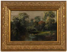LANDSCAPE / RIVER SCENE PAINTING by Daniel Charles Grose, oil on canvas, sold Mar 2026