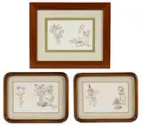 BOTANICAL / CHILDREN DRAWINGS, LOT OF THREE by Tasha Tudor, graphite and watercolor on paper, sold Mar 2026