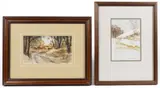 DIMINUTIVE LANDSCAPE PAINTINGS, LOT OF TWO by Ralph Clemenson, watercolor on paper, sold Mar 2026