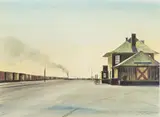 RAILROAD PRINT by Peter Hurd, color lithograph, sold Mar 2026
