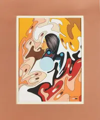 NATIVE AMERICAN PEYOTE SONG by Robert Redbird, gouache on paper, sold Mar 2026