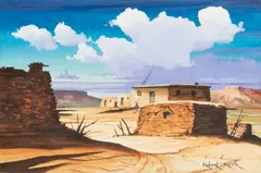 NATIVE AMERICAN HOPI HOUSE SECOND MESA by Robert D. Draper, watercolor on paper, sold Mar 2026