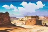 NATIVE AMERICAN HOPI HOUSE SECOND MESA by Robert D. Draper, watercolor on paper, sold Mar 2026