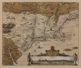 MAP OF THE NORTHEAST AND MID-ATLANTIC by Nicolaes Visscher, hand-colored engraving on laid paper, sold Nov 2025