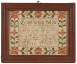 Untitled by Pennsylvania German Folk Art Fraktur, watercolor and ink on paper, sold Nov 2025