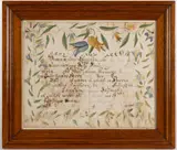 PENNSYLVANIA FOLK ART BIRTH AND BAPTISMAL FRAKTUR by Montgomery Co., watercolor and ink on paper, sold Nov 2025