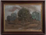 RESIDENCE OF J. HAYS NEWBERRY, YORK CO., PENNSYLVANIA by Joseph W. Loyer, watercolor and pencil on paper, sold Nov 2025