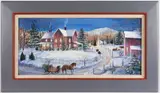 FOLK ART , HOLIDAY GREETINGS PAINTING by Mary Ann Vessey, oil on board, sold Nov 2025