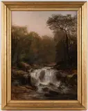LANDSCAPE PAINTING NEAR NATURAL BRIDGE, SHENANDOAH VALLEY OF VIRGINIA by John Moran, oil on canvas, sold Nov 2025