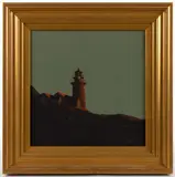 CAPE COD, MASSACHUSETTS COASTAL LANDSCAPE WITH LIGHTHOUSE by Robert Cardinal, oil on canvas, sold Nov 2025