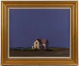 CAPE COD, MASSACHUSETTS COASTAL LANDSCAPE WITH HOUSE by Robert Cardinal, oil on canvas, sold Nov 2025