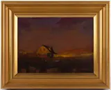 CAPE COD, MASSACHUSETTS COASTAL LANDSCAPE WITH COTTAGE by Robert Cardinal, oil on canvas, sold Nov 2025