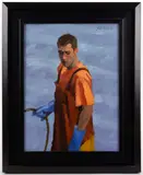 PORTRAIT OF A CAPE COD, MASSACHUSETTS FISHERMAN by Paul Schulenburg, oil on panel, sold Nov 2025