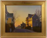 PROVINCETOWN, MASSACHUSETTS STREET SCENE by Steve Kennedy, oil on canvas, sold Nov 2025