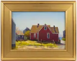 PROVINCETOWN, MASSACHUSETTS STREET SCENE by Steve Kennedy, oil on canvas, sold Nov 2025
