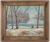 WINTER LANDSCAPE PAINTING by Samuel Baldwin Pratt, oil on canvas, sold Nov 2025