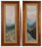 MOUNTAIN SCENE PAINTINGS, PAIR by Clarence William Leach, watercolor on paper, sold Nov 2025