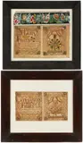 SHENANDOAH VALLEY OF VIRGINIA FOLK ART FRAKTUR DRAWINGS / BIRTH RECORDS, LOT OF TWO by Frederick Co., watercolor and iron gall ink on laid paper, sold Nov 2025