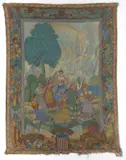 WPA-STYLE PAINTED PATRIOTIC TAPESTRY by Mitchell G. Kovaleski, oil on woven cloth, sold Nov 2025