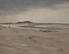 Beach by Robert R. Bliss, oil on board, sold Jun 2020
