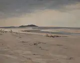 Beach by Robert R. Bliss, oil on board, sold Jun 2020