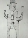 Untitled (Club juggler) by Benoît Gilsoul, charcoal on paper, sold Jun 2020