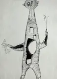 Untitled (Elongated Figure) by Benoît Gilsoul, charcoal on paper, sold Jun 2020