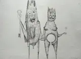 La Roi et le Reine by Benoît Gilsoul, charcoal on paper, sold Jun 2020