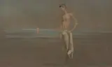 Boy at the beach by Robert R. Bliss, 1962, oil on masonite, sold Jun 2020