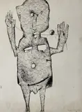 Homage to Charlie Chaplin by Benoît Gilsoul, charcoal on paper, sold Jun 2020