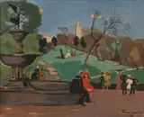 Central Park Fountain by Nicolai Cikovsky, 1946, oil on canvas, sold Jun 2020