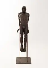 Equilibrista en paralelas by Jorge Marín, bronze with artist applied black patina in metal base, sold Jun 2020