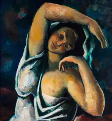 Untitled (Woman in blue) by Roberto Fernández Balbuena, 1952, oil on canvas, sold Jun 2020