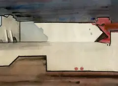 Untitled (Composition I) by Benoît Gilsoul, watercolor and charcoal on paper, sold Jun 2020