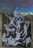 Untitled (Dancing group) by Benoît Gilsoul, oil and pastel on Arches paper, sold Jun 2020