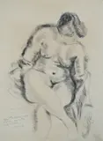 Nude by Moses Soyer, charcoal on paper, sold Jun 2020