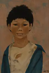 Boy with a torn shirt by Nadi Ken, oil on board, sold Jun 2020