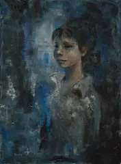 Portrait of a young girl by Nadi Ken, oil on canvas, sold Jun 2020