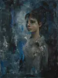 Portrait of a young girl by Nadi Ken, oil on canvas, sold Jun 2020