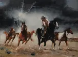 Outrunning the Storm by Lewis Sher, oil on canvas, sold Jul 2020