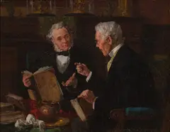 The Bibliophiles by Louis Henry Charles Moeller, c. 1895, oil on canvas, sold Jul 2020