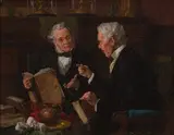 The Bibliophiles by Louis Henry Charles Moeller, c. 1895, oil on canvas, sold Jul 2020