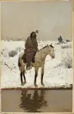 Untitled (Native American on horseback) by Henry Farny, 1896, gouache on paper, sold Jul 2020